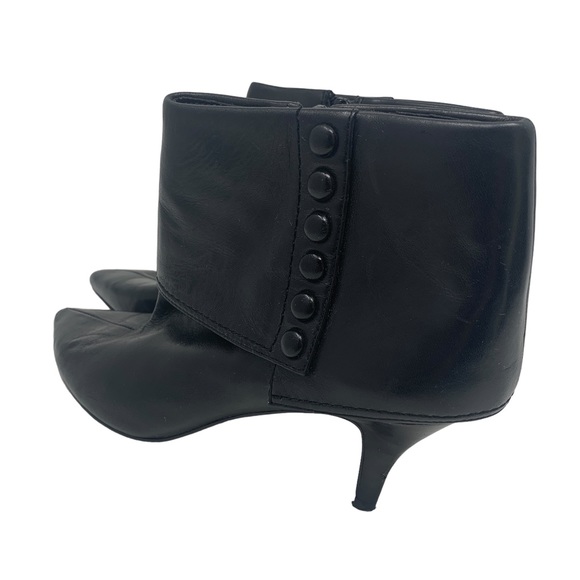 Nine West Black Leather Ankle Boots • Tyro Kitten Heel Size 6.5 - Picture 3 of 10